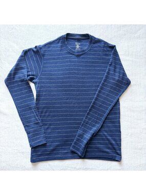 Woolx Explorer Base Layer Long Sleeve Shirt Blue White Striped Men’s Medium Top